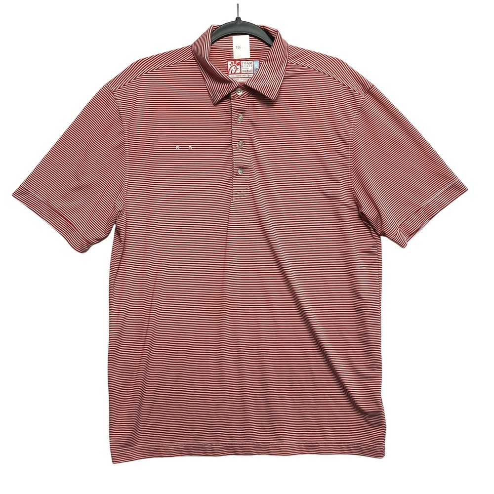 Chick-fil-A Team Style Oobe Polo Shirt Mens M Red White Striped Hydrochill